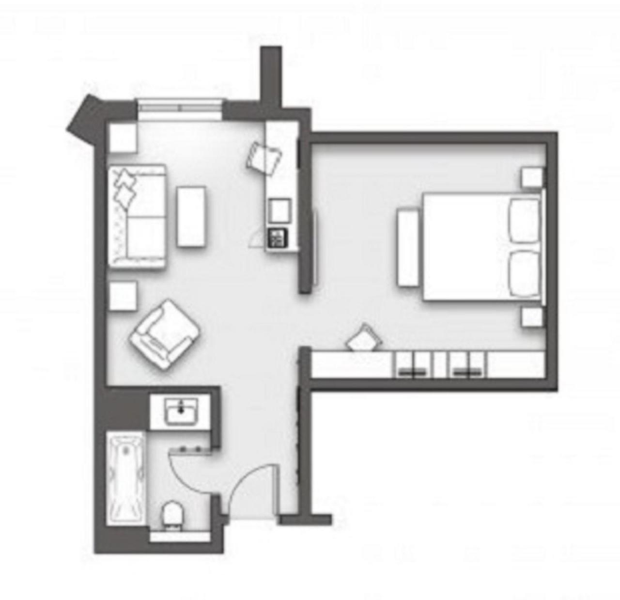 Boulevard Hotel بلاكبول الغرفة الصورة A studio apartment layout